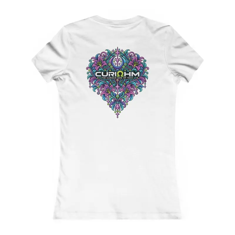 Actual TikTok listing photo of the white Curiohm floral heart tee back print